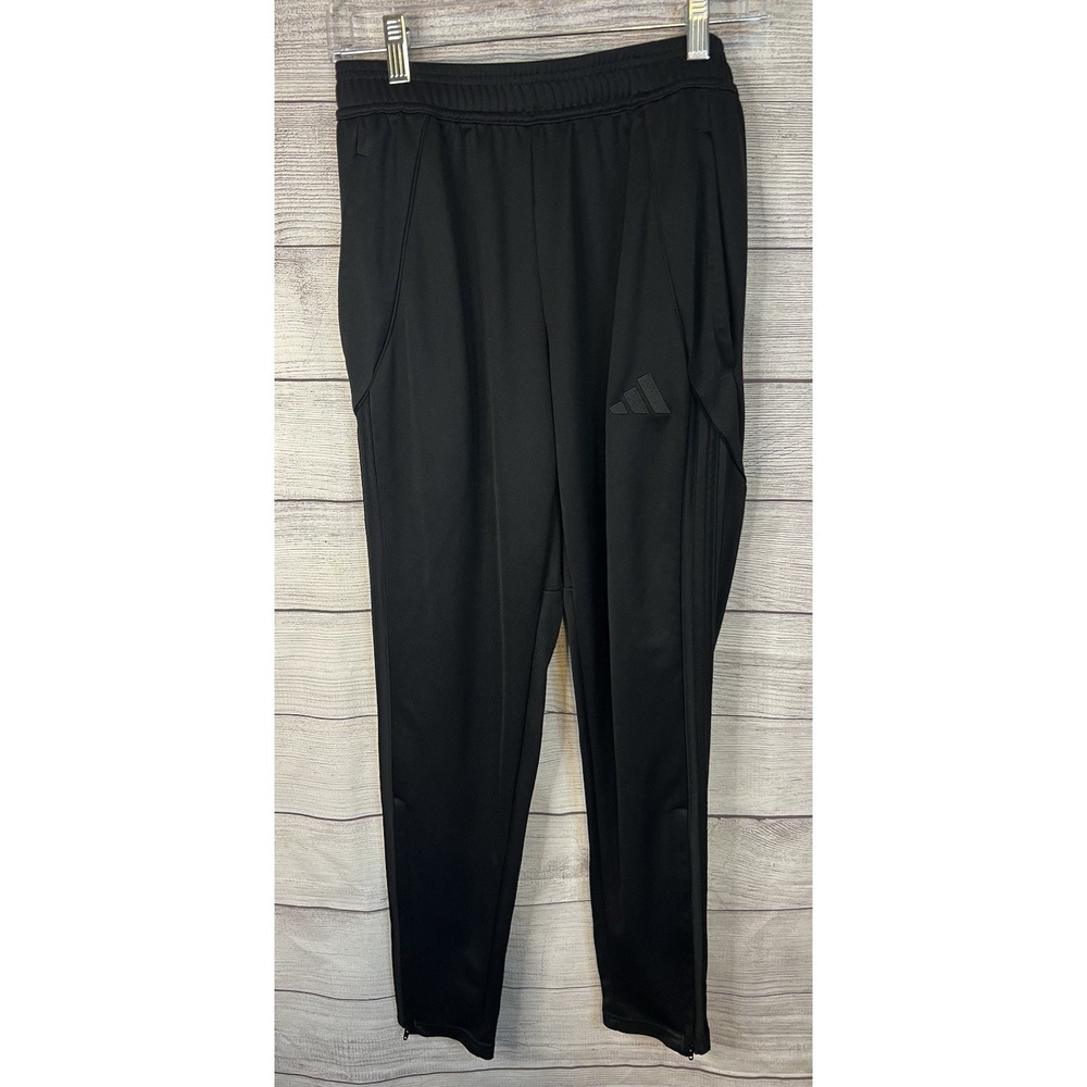 Adidas Pants Mens Small Black Tapered Track‎ Joggers Ankle Zip Athletic Reg Fit